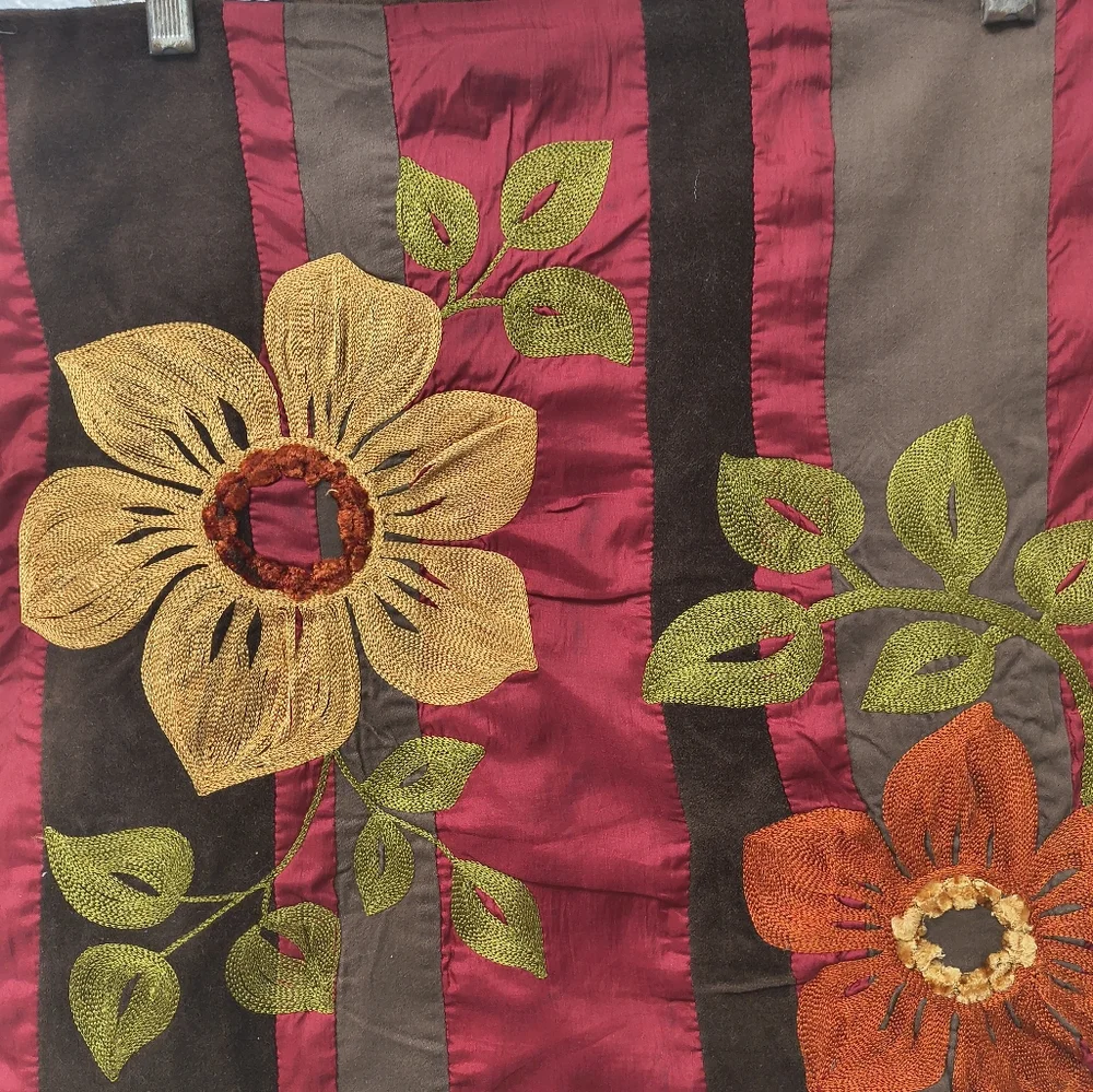 Pier 1 Embroidered Set Of Two Zipper Floral Throw Pillow Covers Multicolored